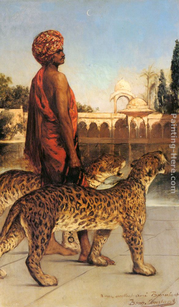 Palace Guard with Two Leopards painting - Benjamin Jean Joseph Constant Palace Guard with Two Leopards art painting